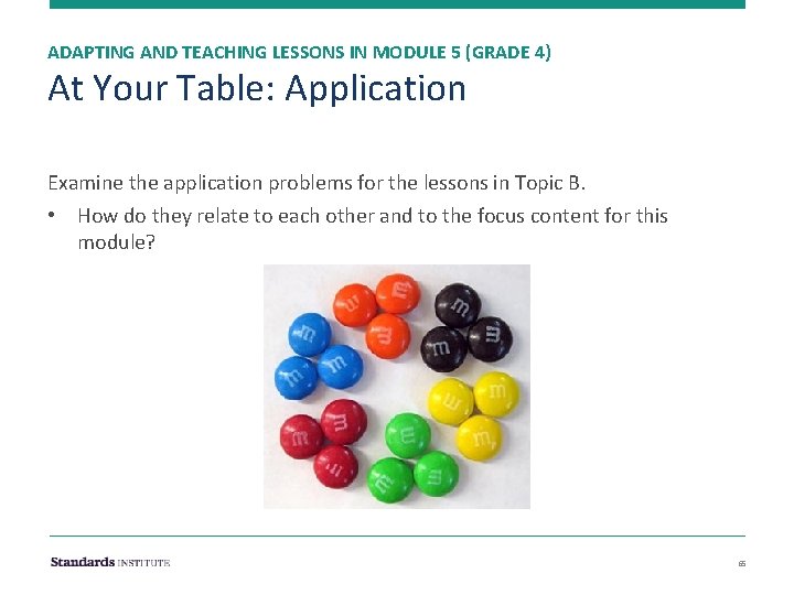 ADAPTING AND TEACHING LESSONS IN MODULE 5 (GRADE 4) At Your Table: Application Examine