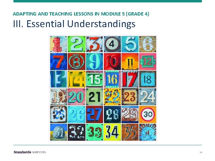 ADAPTING AND TEACHING LESSONS IN MODULE 5 (GRADE 4) III. Essential Understandings 70 