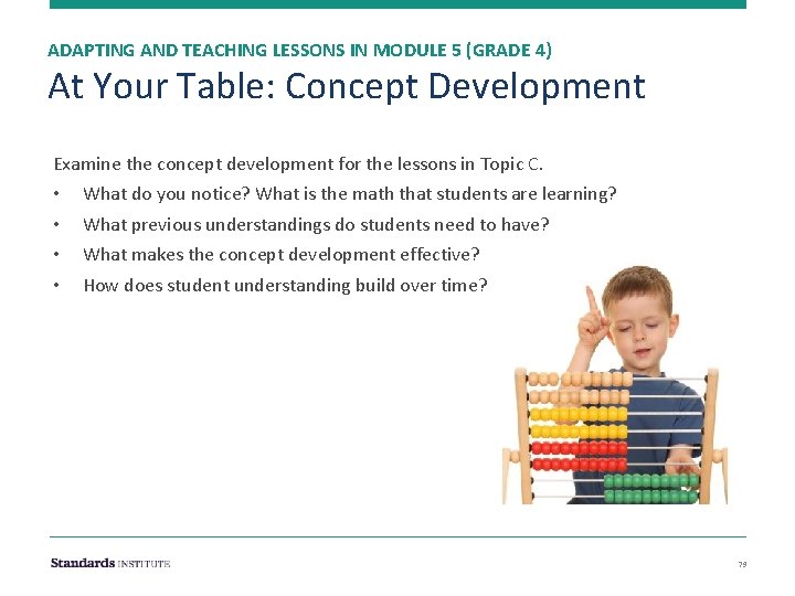 ADAPTING AND TEACHING LESSONS IN MODULE 5 (GRADE 4) At Your Table: Concept Development