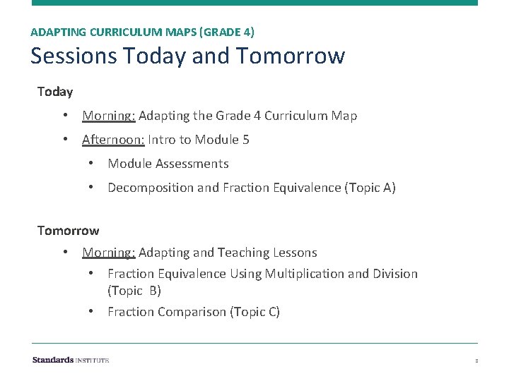 ADAPTING CURRICULUM MAPS (GRADE 4) Sessions Today and Tomorrow Today • Morning: Adapting the