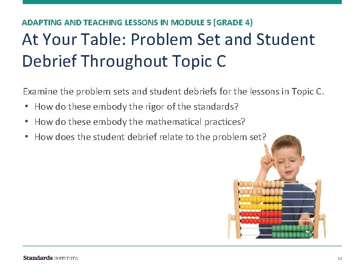 ADAPTING AND TEACHING LESSONS IN MODULE 5 (GRADE 4) At Your Table: Problem Set