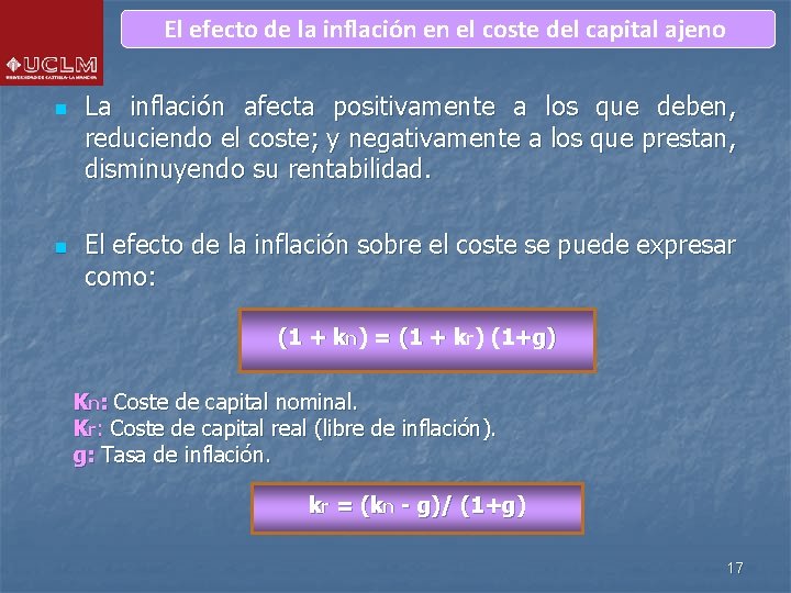 El efecto de la inflación en el coste del capital ajeno n n La El efecto de la inflación en el coste del capital ajeno n n La