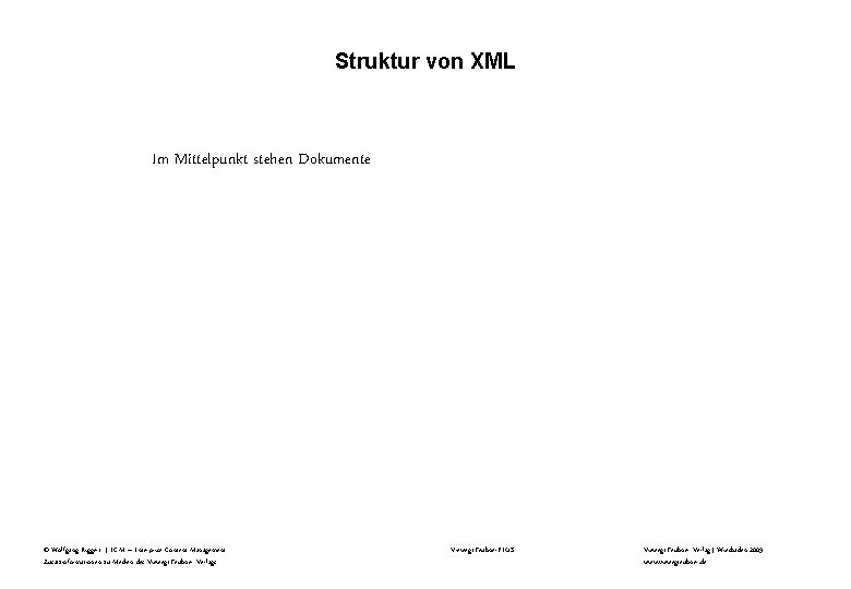 Struktur von XML Im Mittelpunkt stehen Dokumente © Wolfgang Riggert | ECM – Enterprise