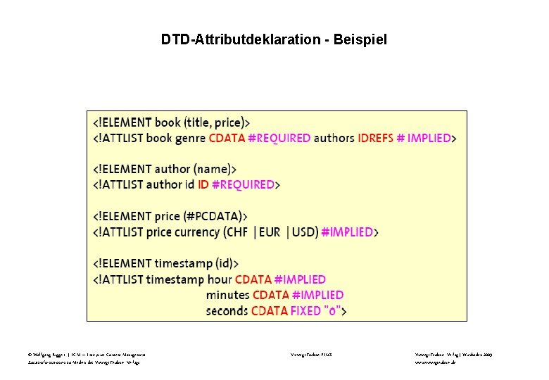 DTD-Attributdeklaration - Beispiel © Wolfgang Riggert | ECM – Enterprise Content Management Zusatzinformationen zu