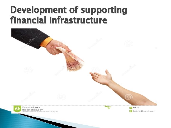 Development of supporting financial infrastructure 
