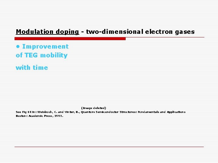 Modulation doping - two-dimensional electron gases • Improvement of TEG mobility with time (Image