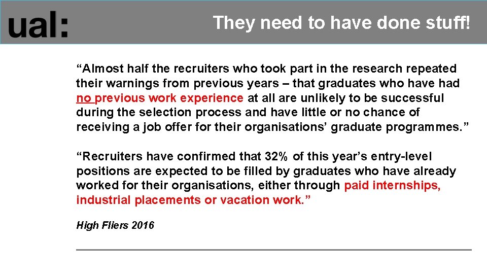 They need to have done stuff! “Almost half the recruiters who took part in