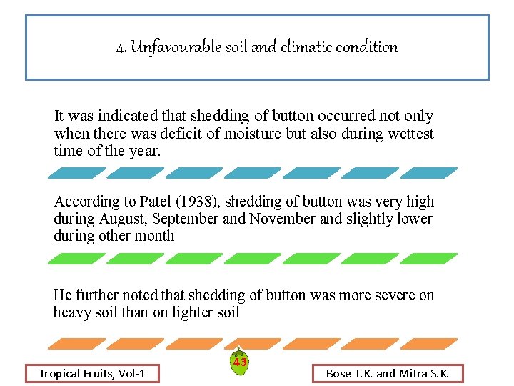 4. Unfavourable soil and climatic condition It was indicated that shedding of button occurred 4. Unfavourable soil and climatic condition It was indicated that shedding of button occurred