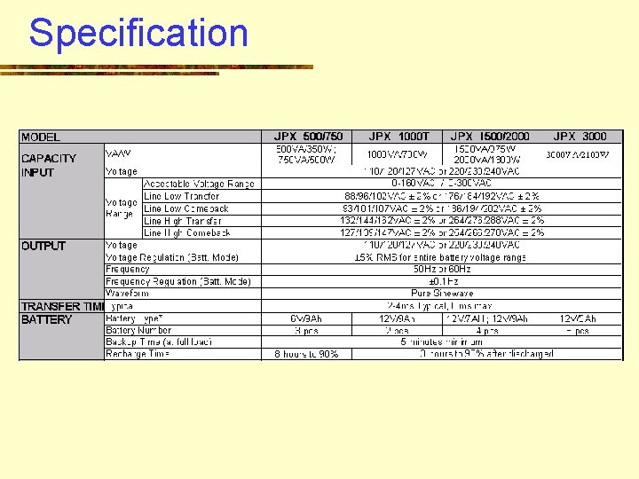 Specification 