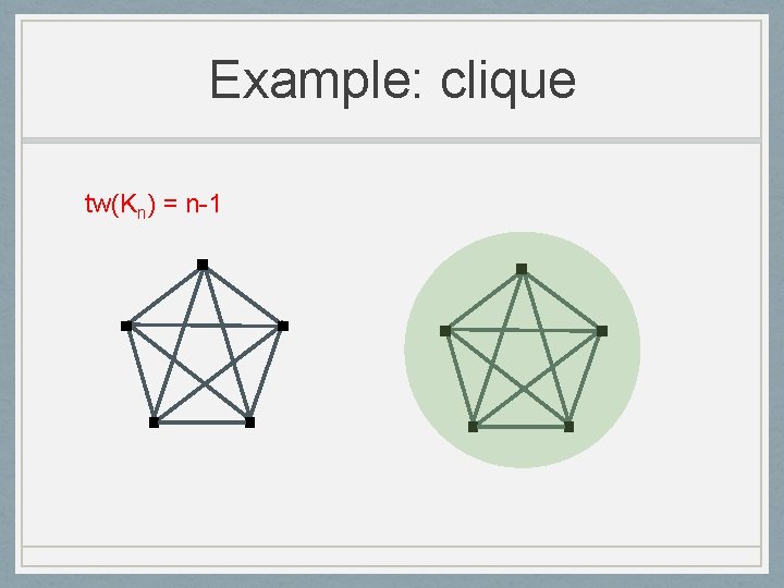 Example: clique tw(Kn) = n-1 