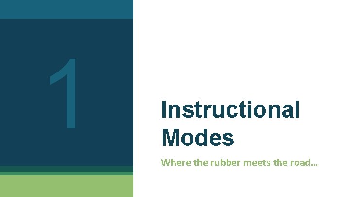 1 Instructional Modes Where the rubber meets the road… 