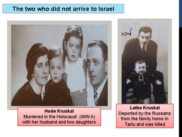 The two who did not arrive to Israel Hode Kruskal Murdered in the Holocaust