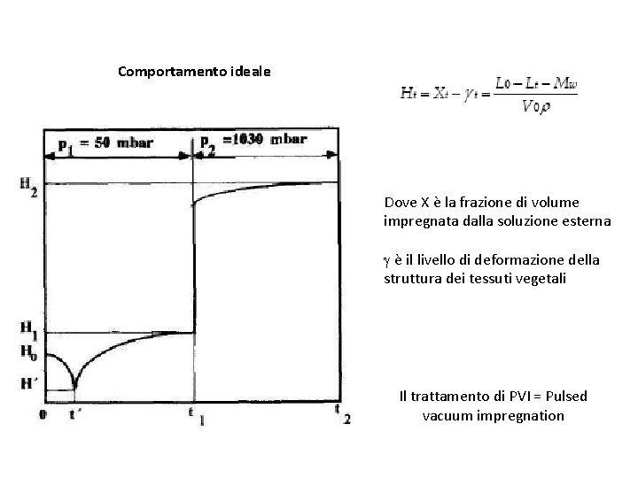 Comportamento ideale Dove X è la frazione di volume impregnata dalla soluzione esterna g