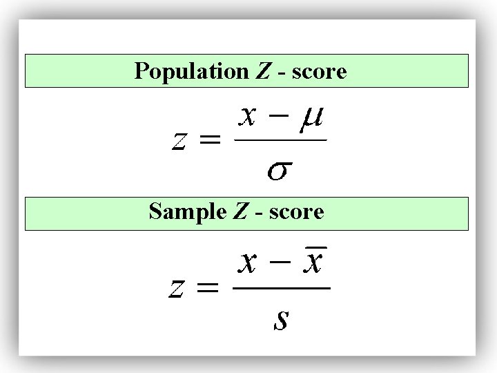 Population Z - score Sample Z - score Population Z - score Sample Z - score