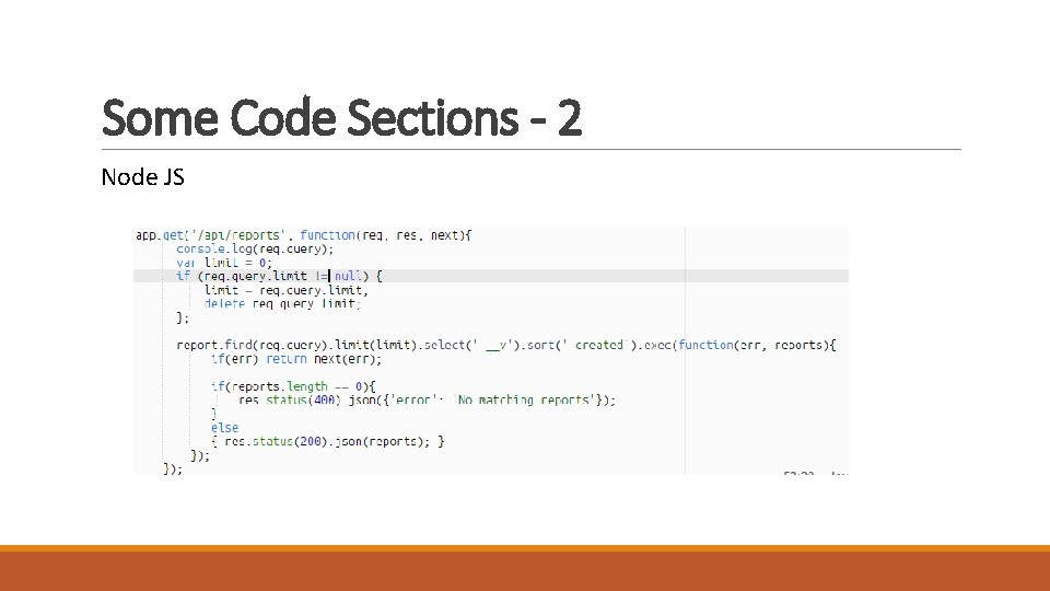 Some Code Sections - 2 Node JS 