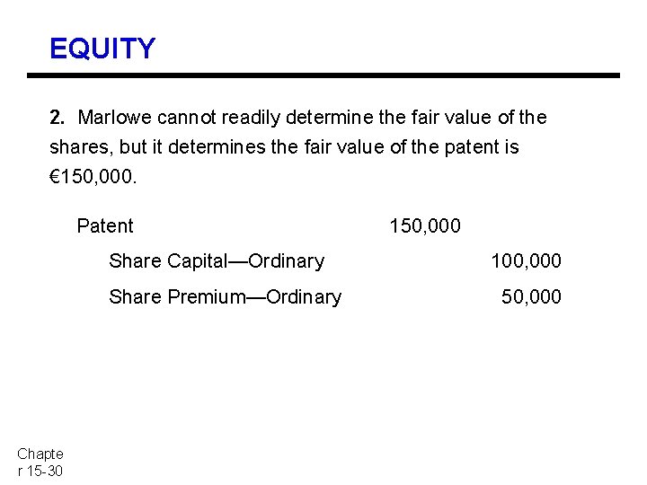 EQUITY 2. Marlowe cannot readily determine the fair value of the shares, but it