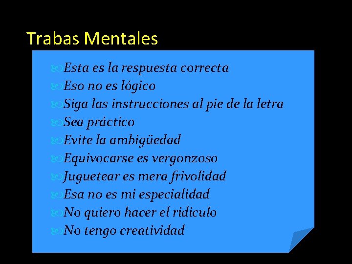Trabas Mentales Esta es la respuesta correcta Eso no es lógico Siga las instrucciones Trabas Mentales Esta es la respuesta correcta Eso no es lógico Siga las instrucciones