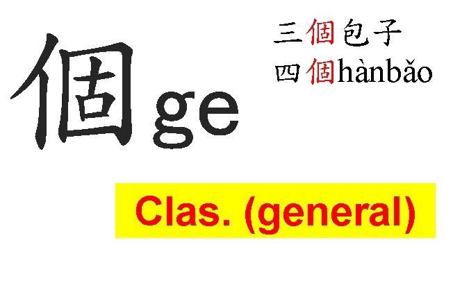 個ge 三個包子 四個hànbǎo Clas. (general) 個ge 三個包子 四個hànbǎo Clas. (general)