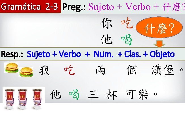Gramática 2 -3 Preg. : Sujeto +P PVerbo + 什麼? 『第一 T 』 — Gramática 2 -3 Preg. : Sujeto +P PVerbo + 什麼? 『第一 T 』 —
