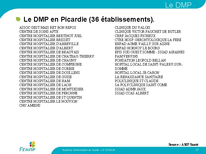 Le DMP en Picardie (36 établissements). ASSOC GEST MAIS RET BON REPOS CENTRE DE