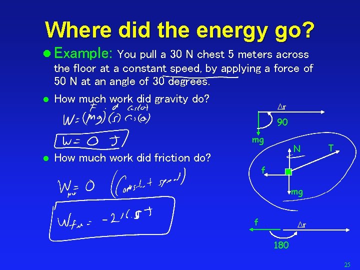 Where did the energy go? l Example: You pull a 30 N chest 5