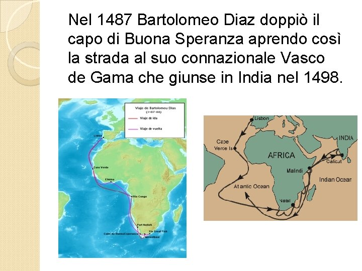 Nel 1487 Bartolomeo Diaz doppiò il capo di Buona Speranza aprendo così la strada