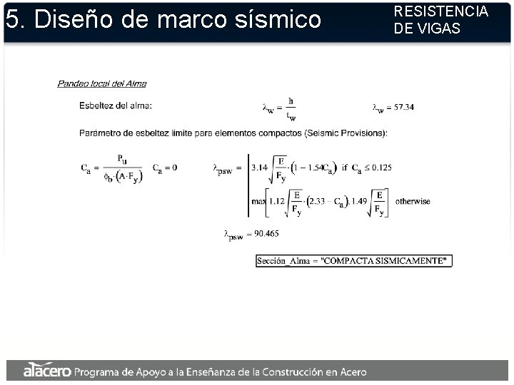 5. Diseño de marco sísmico RESISTENCIA DE VIGAS 