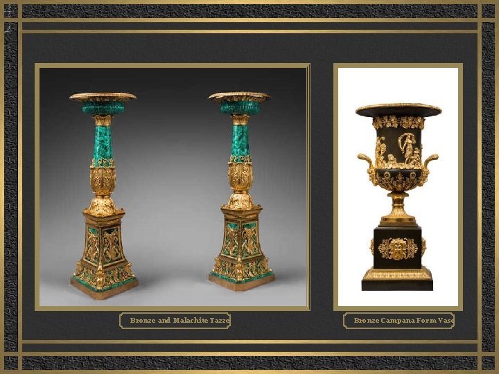 Bronze and Malachite Tazze Bronze Campana Form Vase 