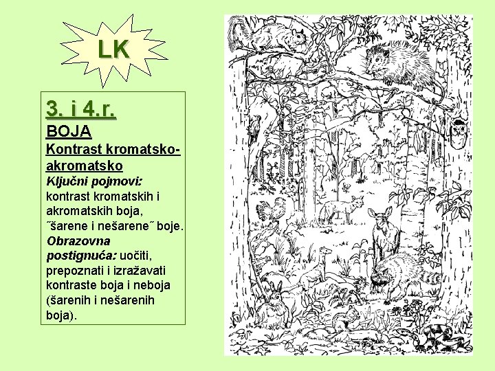 LK 3. i 4. r. BOJA Kontrast kromatskoakromatsko Ključni pojmovi: kontrast kromatskih i akromatskih