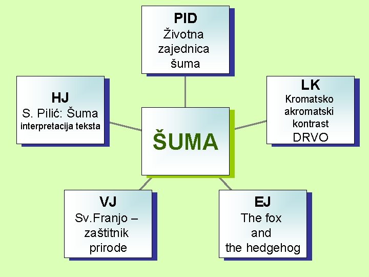 PID Životna zajednica šuma LK HJ Kromatsko akromatski kontrast S. Pilić: Šuma interpretacija teksta