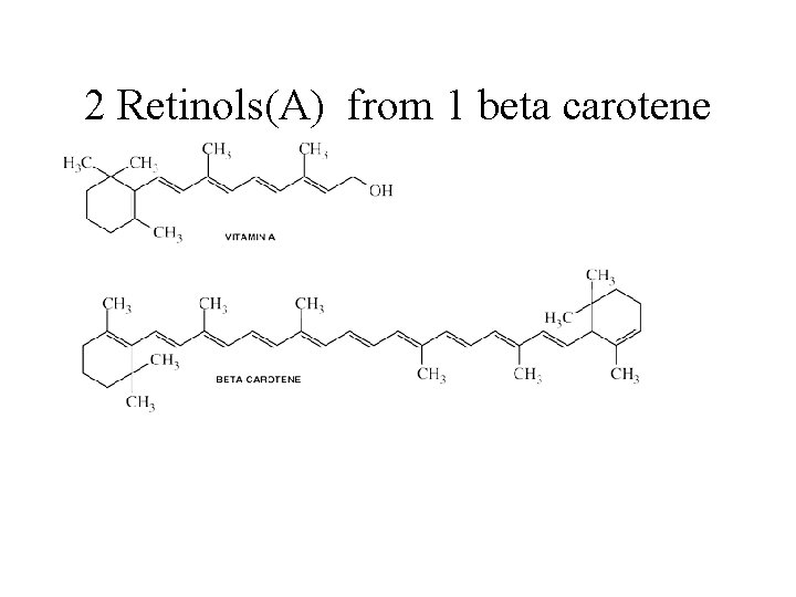 2 Retinols(A) from 1 beta carotene 