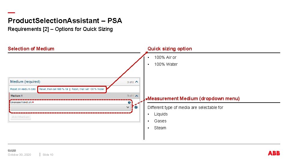 — Product. Selection. Assistant – PSA Requirements [2] – Options for Quick Sizing Selection
