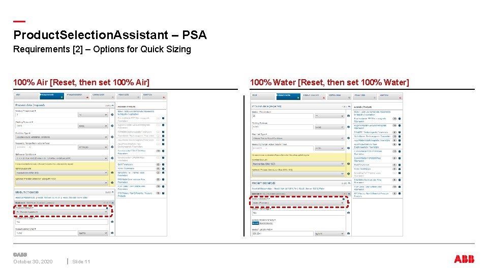— Product. Selection. Assistant – PSA Requirements [2] – Options for Quick Sizing 100%