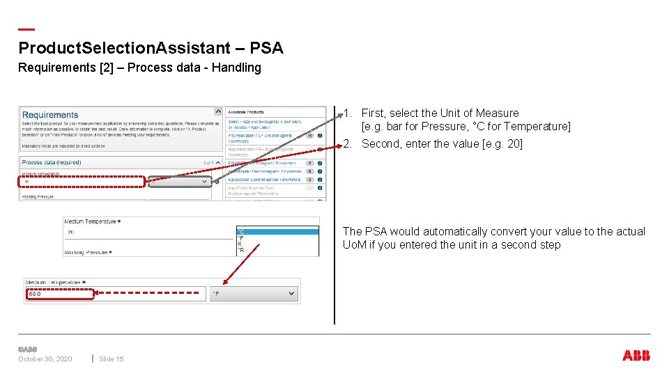 — Product. Selection. Assistant – PSA Requirements [2] – Process data - Handling 1.