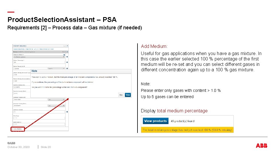 — Product. Selection. Assistant – PSA Requirements [2] – Process data – Gas mixture