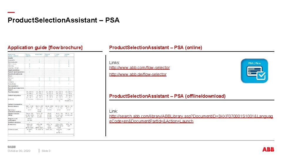 — Product. Selection. Assistant – PSA Application guide [flow brochure] Product. Selection. Assistant –