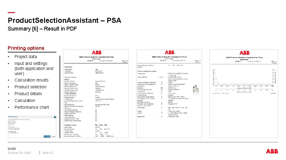 — Product. Selection. Assistant – PSA Summary [6] – Result in PDF Printing options