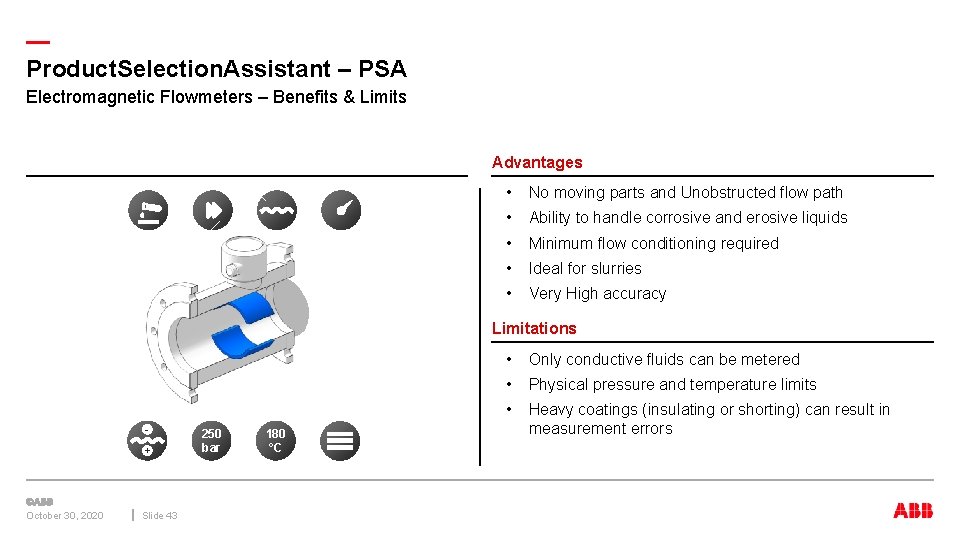 — Product. Selection. Assistant – PSA Electromagnetic Flowmeters – Benefits & Limits Advantages •