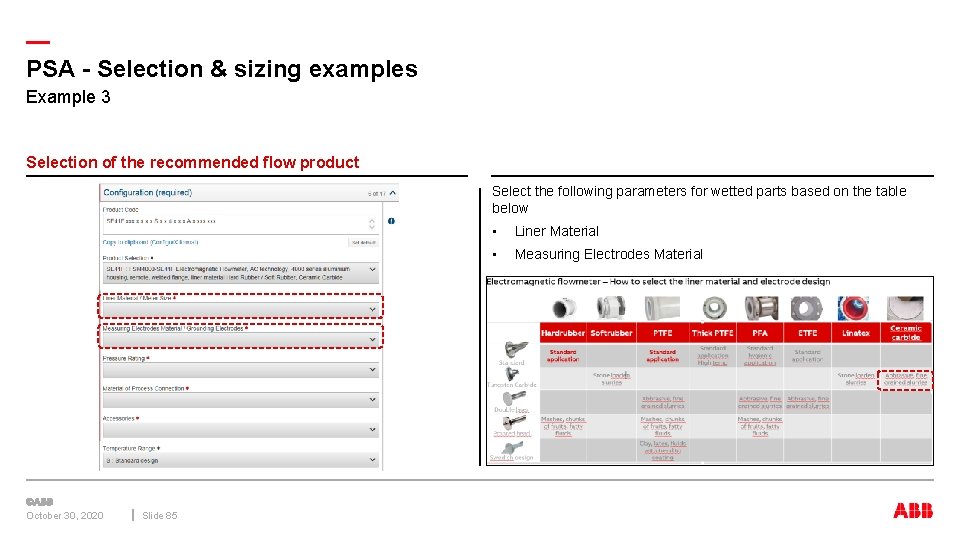 — PSA - Selection & sizing examples Example 3 Selection of the recommended flow