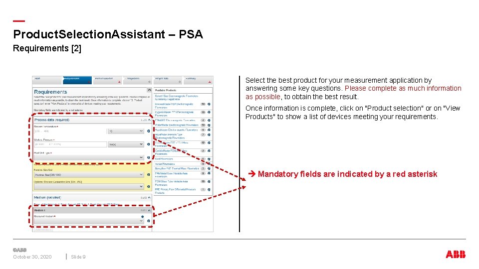 — Product. Selection. Assistant – PSA Requirements [2] Select the best product for your