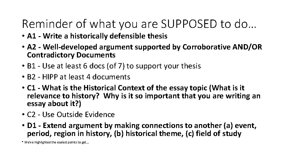 Reminder of what you are SUPPOSED to do… • A 1 - Write a Reminder of what you are SUPPOSED to do… • A 1 - Write a