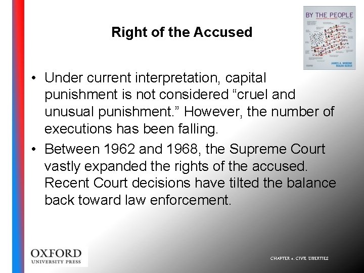 Right of the Accused • Under current interpretation, capital punishment is not considered “cruel