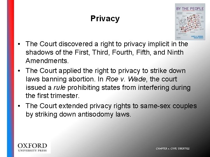 Privacy • The Court discovered a right to privacy implicit in the shadows of