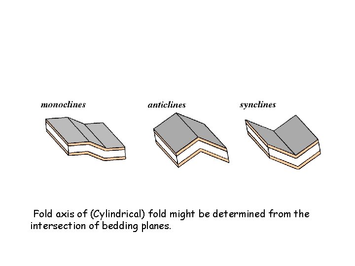 Fold axis of (Cylindrical) fold might be determined from the intersection of bedding planes.