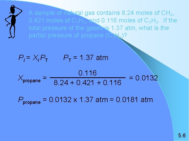 A sample of natural gas contains 8. 24 moles of CH 4, 0. 421