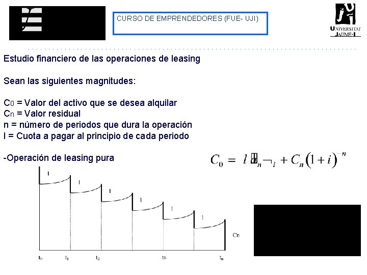 CURSO DE EMPRENDEDORES (FUE- UJI) Estudio financiero de las operaciones de leasing Sean las CURSO DE EMPRENDEDORES (FUE- UJI) Estudio financiero de las operaciones de leasing Sean las