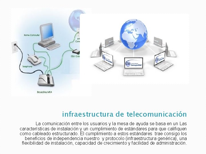 infraestructura de telecomunicación La comunicación entre los usuarios y la mesa de ayuda se