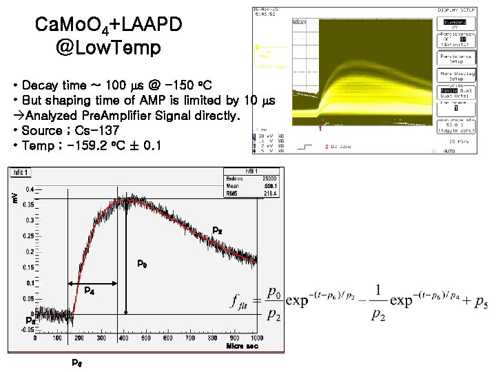 Ca. Mo. O 4+LAAPD @Low. Temp m. V • Decay time ~ 100 ms
