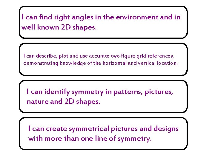 I can find right angles in the environment and in well known 2 D