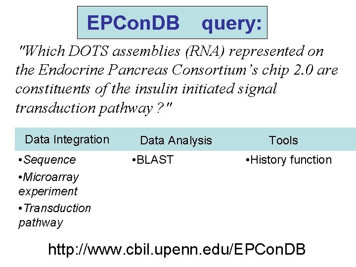 EPCon. DB query: "Which DOTS assemblies (RNA) represented on the Endocrine Pancreas Consortium’s chip EPCon. DB query: "Which DOTS assemblies (RNA) represented on the Endocrine Pancreas Consortium’s chip